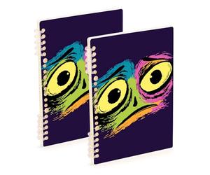 EtherSpher A5 size Style monsters Eye notebook wide 8.3" x 5.7", hard cover college ruled spiral notebook 60 sheets for diary&to do list 2 pack