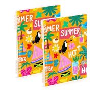 EtherSpher A5 size Summer Island Coconut Orange journaling notebooks 8.3" x 5.7", sturdy spiral notebooks wide ruled 60 sheets for planner&business 2 pack