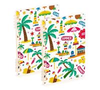 EtherSpher A5 size Summer Island Coconut White bound notebooks 8.3" x 5.7", hard cover wide ruled spiral notebook 60 sheets for working&classroom 2 pack