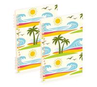 EtherSpher A5 size Summer Sun Waves Cartoon notebooks spiral 8.3" x 5.7", wire-bound subject spiral notebook college 60 sheets for school&office 2 pack