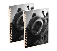 EtherSpher A5 size The Statue Of Liberty Bear college notebook 8.3" x 5.7", wear-resistant school supplies for college 60 sheets for working&classroom 2 pack