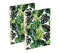 EtherSpher A5 size Trendy Tropical Leaves Green wide ruled spiral 8.3" x 5.7", sturdy composition notebook wide ruled 60 sheets for working&classroom