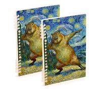 EtherSpher A5 size Van Gogh's Starry Night Capybaras notebooks college 8.3" x 5.7", wire-bound school supplies for college 60 sheets for diary&to do list 2 pack
