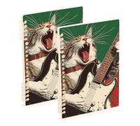EtherSpher A5 size Vintage Guitar Cat subject notebooks college 8.3" x 5.7", hard cover subject spiral notebook college 60 sheets for planner&business