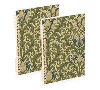 EtherSpher A5 size Vintage Lily Flower Pattern William Morris wide ruled notebook 8.3" x 5.7", wear-resistant subject spiral notebook wide 60 sheets for planner&business 2 pack
