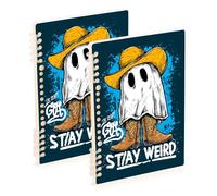 EtherSpher A5 size Weird ghosts Boots bound notebooks 8.3" x 5.7", wire-bound college ruled spiral notebook 60 sheets for travel&writing 2 pack