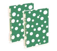 EtherSpher A5 size White Polka Dot Green Fashion journal notebook 8.3" x 5.7", wire-bound school supplies for college 60 sheets for travel&writing 2 pack