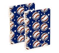 EtherSpher A5 size White Star Baseball bound notebooks 8.3" x 5.7", wear-resistant spiral notebooks wide ruled 60 sheets for working&classroom 2 pack