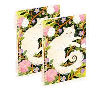 EtherSpher A5 size William Morris White Cat bound notebooks 8.3" x 5.7", wire-bound subject spiral notebook wide 60 sheets for working&classroom