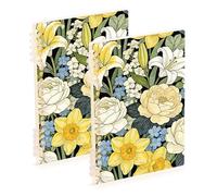 EtherSpher A5 size William Morris Yellow Lily Narcissus spiral notebooks 8.3" x 5.7", sturdy college ruled spiral notebook 60 sheets for school&office
