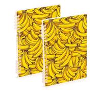 EtherSpher A5 size Yellow Cartoon Bananas notebook wide ruled 8.3" x 5.7", hard cover subject spiral notebook wide 60 sheets for planner&business 2 pack