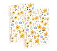 EtherSpher A5 size Yellow Little Fresh Flower Bloom ruled notebook 8.3" x 5.7", hard cover subject spiral notebook wide 60 sheets for working&classroom 2 pack
