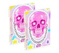EtherSpher A5 size Yk2 Skull Shining Bright Color ruled notebook paper 8.3" x 5.7", wire-bound college ruled spiral notebook 60 sheets for travel&writing 2 pack