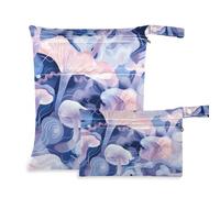 EtherSpher Abstract Mushrooms Digital Illustration Blue Pink White washable bag for gym 2 Pack travel essentials for flying with handles for bathing, yoga