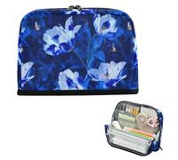 EtherSpher Aesthetic flower Royal Blue Pencil Box Large Capacity Pen Cases Slots Multi-Purpose Bag for Boys High School estuche para lapices