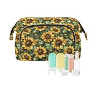 EtherSpher Aesthetic Sunflower Wasteland Style Cosmetics Bag Waterproof Travel Cosmetic Bag Women's Coin Purse for Toiletry Travel, Aesthetic Sunflower Wasteland style, One Size