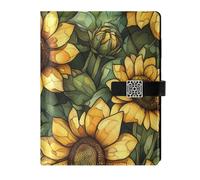 EtherSpher Aesthetic Sunflower Wasteland Style leather lined notebooks college portable notebook college rule for planning 6.7x9.2