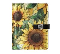 EtherSpher Aesthetic Sunflower Wasteland Style leather lined notebooks college portable notebook college rule for travelling 6.7x9.2