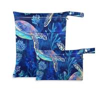 EtherSpher Aesthetic Winter Flounder Fishes Blue waterproof bag for wet 2 Pack wet bag for swimsuit with handles for yoga, gym