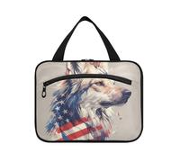 EtherSpher African Wild Dog 4th Of July Independence Day hanging travel makeup with hook, designer unisex snack bag for travel make up traveling kit de para mujer L, African Wild Dog 4th of July