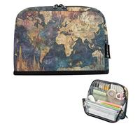 EtherSpher Ancient World Map Pencil Case Bag Large Capacity Cosmetic Bag With Compartment Storage Organizer for Nurse High School Supplies bolsas para lapices