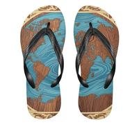 EtherSpher Ancient World Map rubber women flip flops soft womens sandals for Outdoor Swimming, Hiking, Travel home