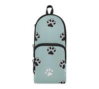 EtherSpher Animal Cat Paw Black White Cyan Nylon 3 Compartments Boys Pencil Bag Study&Multifunctional Pencil Case for Teen Stationery pouching Bag for Kids College 1600ml