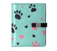 EtherSpher Animal Dog Paw Prints Turquoise leather lined spiral notebook water proof cover leather notebook for journal 6.7x9.2