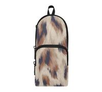 EtherSpher Animal Lion Fur Print Almond Nylon 3 Compartments Storage Pen Case Pencil Bag Study&Multifunctional Big Zipper Pencil Case Stationery pouching Organizer for Man College 1600ml