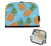 EtherSpher Art Painting Blue Fruit Pineapple Pencil Holder Case Large Capacity Pen Case Cosmetic High Capacity Coin for Kids Kindergarten estuche de lápices para ninas