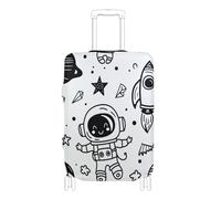 EtherSpher Astronauts Moon Stars Black Elastic Large Covers for Luggage Scratch-Resistant Fit Suitcase Covers Luggage Protectors Fit 18-32 Inch Luggage