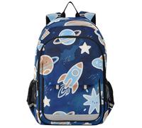 EtherSpher backpack kids 8-12: adjustable bookbags for college in assorted colors - Lovely Blue ROCKETS Planet