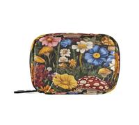 EtherSpher Beauty Meadow Mushroom Wildflower medicine organizer bag with Detachable Compartments reusable pill organizer 2 times a day for purse