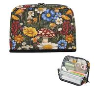 EtherSpher Beauty Meadow Mushroom Wildflower Pencil Case Box Large Capacity Pen Case Wide Opening Storage Organizer for Nurse Travel estuches escolares para lapices