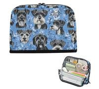 EtherSpher Beauty Miniature Schnauzer Dogs Blue Pencil Holder Large Capacity Upright Storage Bag Multi-Purpose Desk Organizer for Teen Boys Grade School Supplies cartucheras para adolescentes