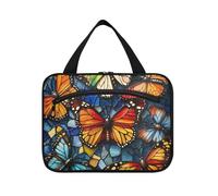 EtherSpher Beauty Owl Circus Style Butterfly hanging cosmetic bags for women with hook, designer unisex toiletry kit for women traveling maletín para maquillaje L, Beauty Owl Circus style Butterfly, L