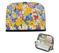 EtherSpher Beauty Spring Colorful Flower Pencil Case Holder Large Capacity Makeup Bag Wide Opening Coin for Men Elementary bolsas para maquillaje de mujer