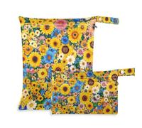 EtherSpher Beauty Spring Colorful Flower waterproof bathing suit bags 2 Pack travel essentials for flying with handles for yoga, baby diapers
