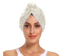 EtherSpher Beige Silhouette Floral micro hair towels with Button for All Hairs Style towel wrap for wet toallas para cabello de mujer 2 Pack