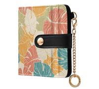 EtherSpher Beige Simple Palm Leaves Unique Ladies Classic Foldable Wallet PU Leather Card Wallet for Women