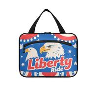 EtherSpher Bird 4th Of July Independence Day Liberty Ride Blue Red hanging hanging travel toiletry with hook, designer essential toiletry bag for travelers hotel estuche de maquillaje para mujer L