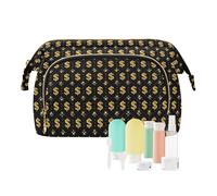 EtherSpher Black and Gold Shine Dollars Cosmetic Bag Portable Hanging Travel Toiletry Bag Change Purse for Makeup Organizer, Black and gold shine dollars, One Size