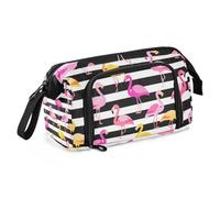 EtherSpher Black and White Striped Flamingo Pencil Box Large Capacity Large Pencil Case Lightweight for Girls School Must Haves lapiceras para ninas