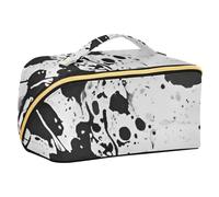 EtherSpher Black and White Watercolor Ink Spots Designed Toiletry Bag with dividers Lightweight Makeup Bag With Handle with Compartments & Handle