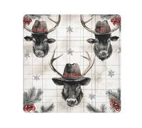 EtherSpher Black Cowboy Buffalo Plaid Snowflakes Christmas Travel Cosmetic Bag Camera Lens Cloth Self-Adhesive Makeup Bag Organizer Wrap 21.7 X 21.7 Wrapper Organizer Bags For Women, Black Cowboy