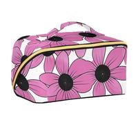 EtherSpher Black-eyed Susan Simple Line Art Valentinesnes Peach Designed Cosmetic Bag with dividers Essentials Make Up Bags For Women with Compartments & Handle