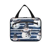EtherSpher Black Gingerbread Snowman Royal Blue Striped Cartoon Cute hanging toiletry travel bag for women with hook, designer essentials toiletries bag for dad gym bolso para maquillaje de mujer L