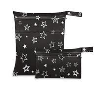 EtherSpher Black Star Silver waterproof laundry bag 2 Pack wet bag for swimsuit with handles for pool, gym