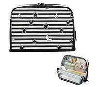 EtherSpher Black White Stripes Stars Moon pencil poucheses Large Capacity Pen Pencil Case Lightweight Stationery Organizer for Women School Supplies bolsas de maquillaje para mujer