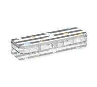 EtherSpher Black White Stripes Sun Moon Star Designed Plastic Pencils Box Clear 2 Layer Pen Storage Containers For Stationery With Snap Lid